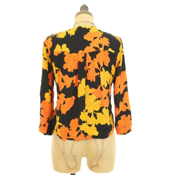 Topshop Big Bloom Top Sz 4 US Tie Wrap Floral - Picture 3 of 3